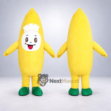 Banana Mascot Costume - White Face and Green Boots for Food Festivals
