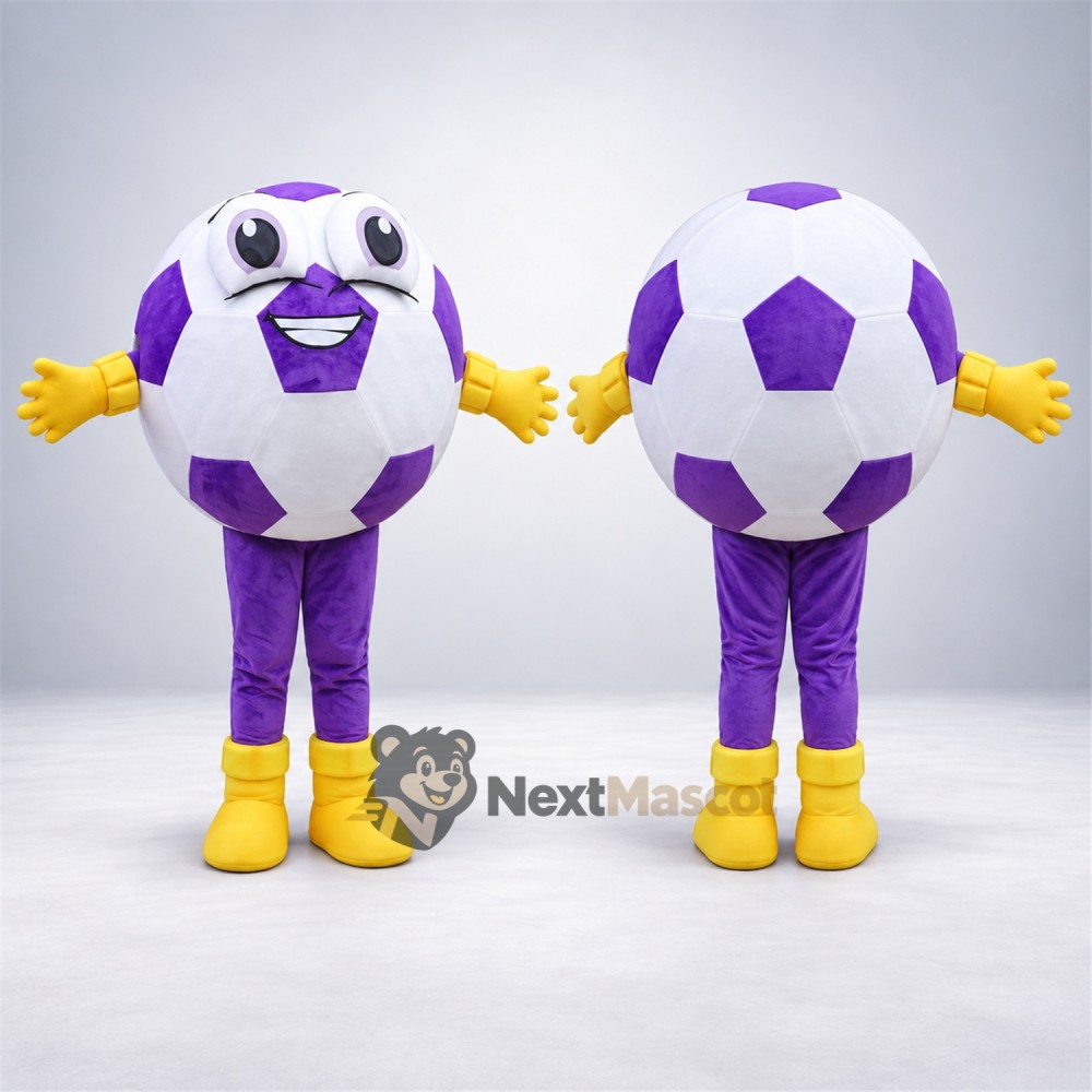 Soccer Ball Mascot Costume - Purple and White Soccer Ball Mascot Costume - Purple and White