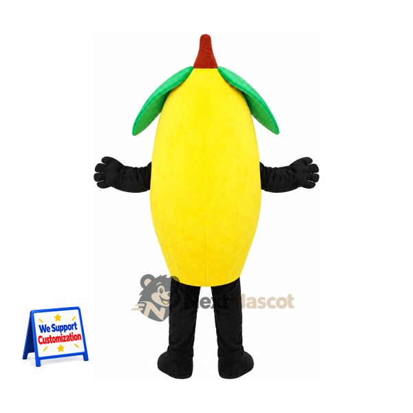 Mango Mascot Costume - Yellow, Black Arms and Legs for Restaurant Events Mango Mascot Costume - Yellow, Black Arms and Legs for Restaurant Events