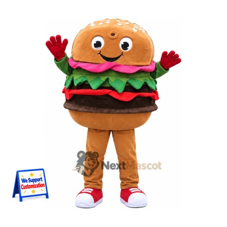 Burger Mascot Costume - Brown Legs and Red Sneakers Burger Mascot Costume - Brown Legs and Red Sneakers