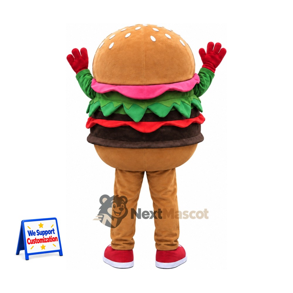 Burger Mascot Costume - Brown Legs and Red Sneakers Burger Mascot Costume - Brown Legs and Red Sneakers