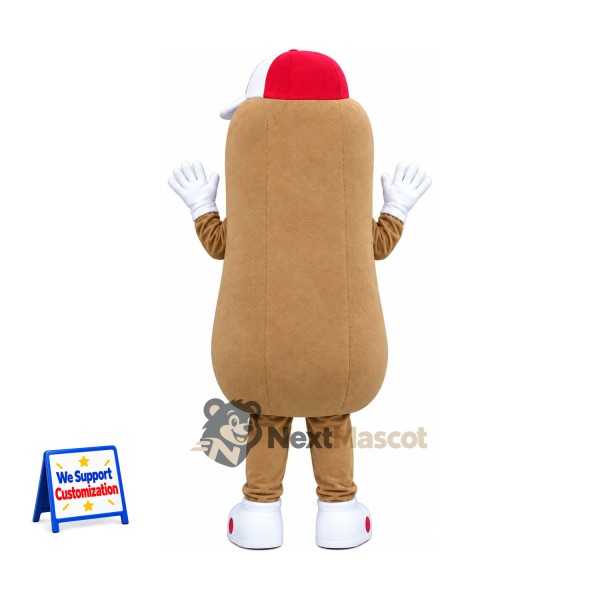 Hot Dog Mascot Costume - Red Cap and White Shoes for Food Fairs Hot Dog Mascot Costume - Red Cap and White Shoes for Food Fairs