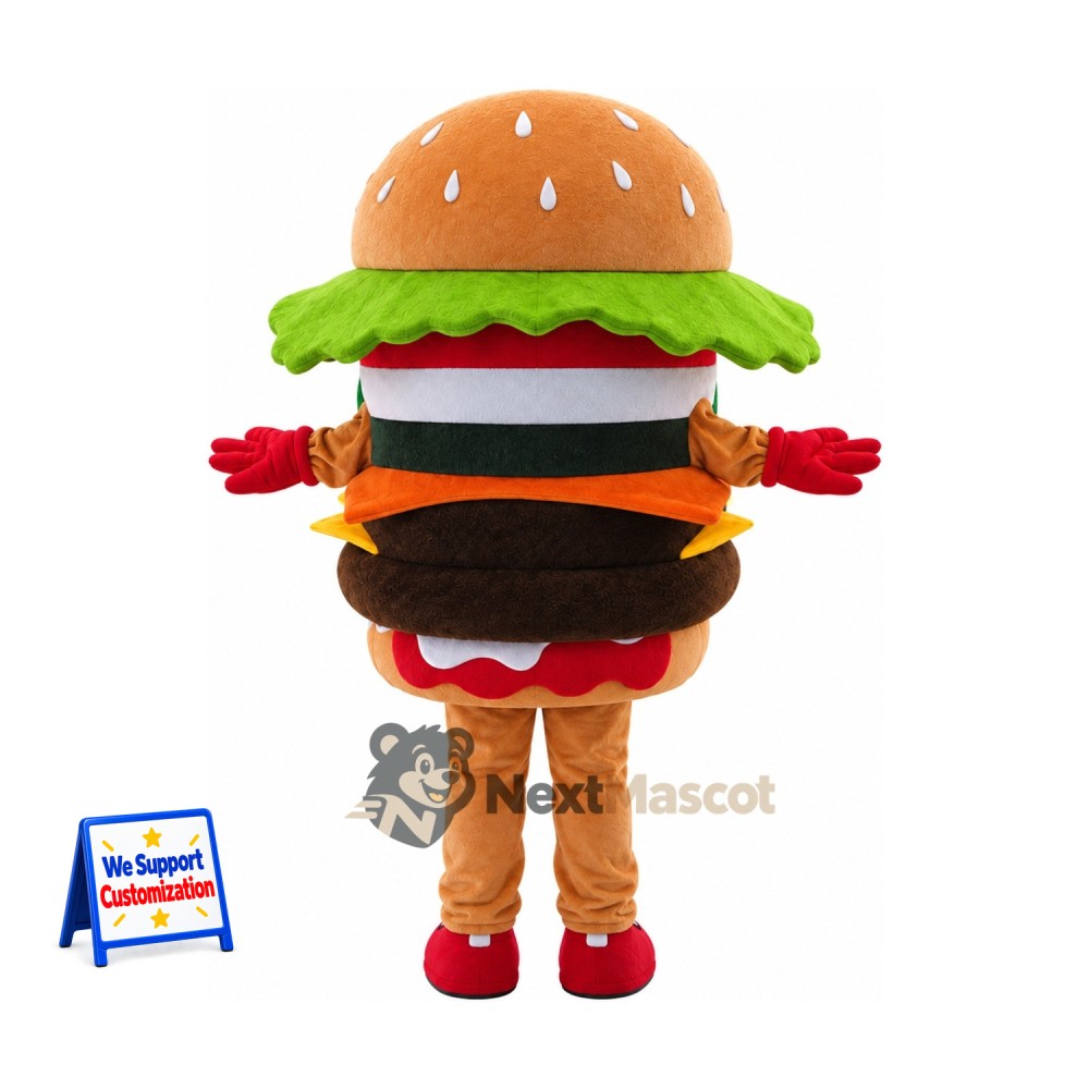 Double Burger Mascot Costume - Red Gloves and Shoes Double Burger Mascot Costume - Red Gloves and Shoes