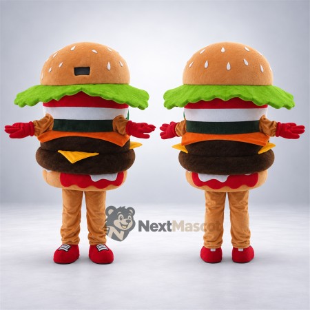 Double Burger Mascot Costume - Red Gloves and Shoes Double Burger Mascot Costume - Red Gloves and Shoes
