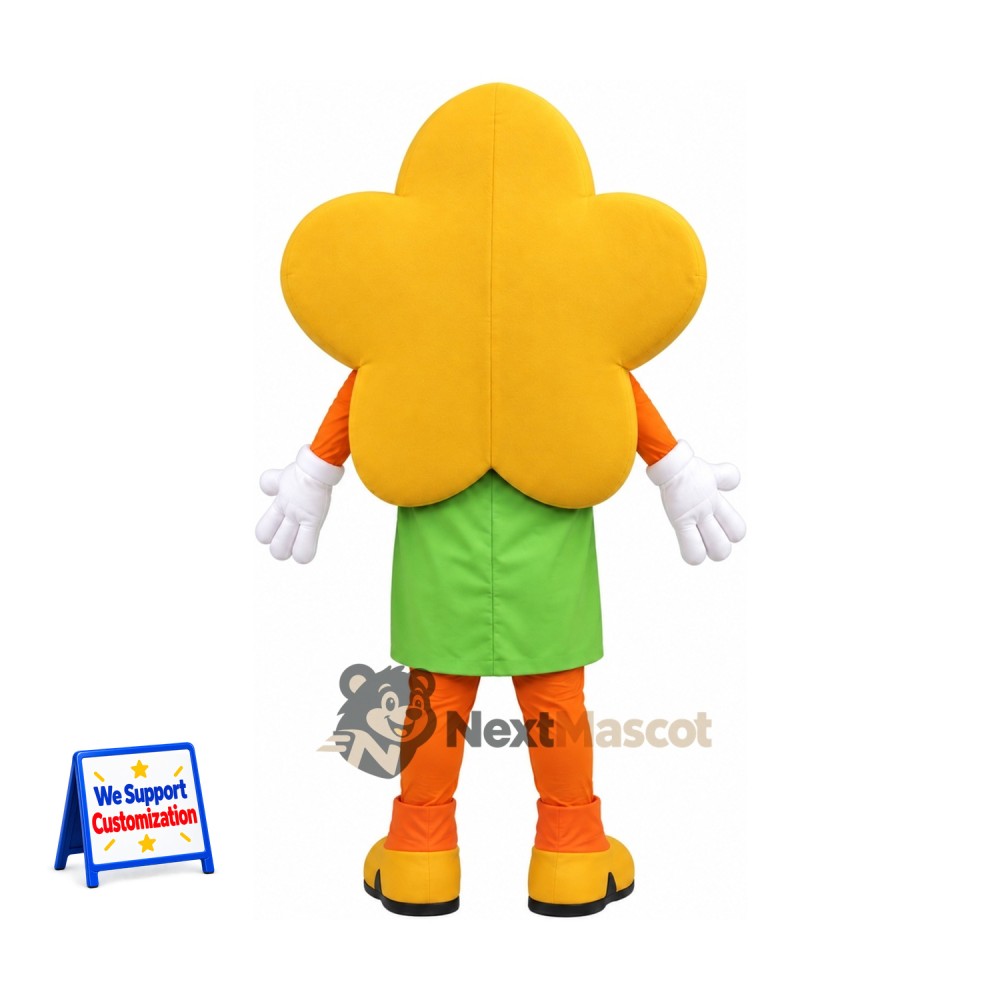 Flower Mascot Costume - Orange, Green Shirt Flower Mascot Costume - Orange, Green Shirt