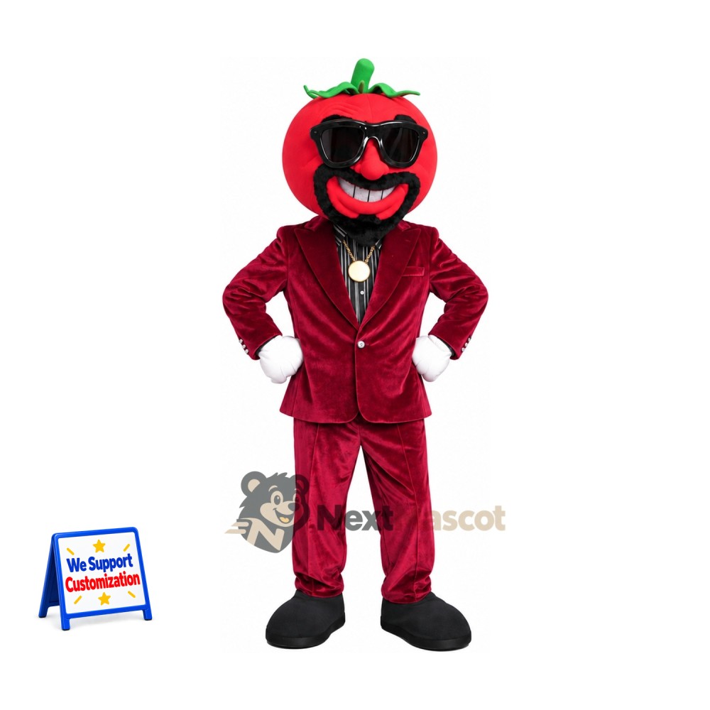 Tomato Mascot Costume - Burgundy Suit Tomato Mascot Costume - Burgundy Suit