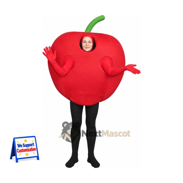 Apple Mascot Costume - Red, Open Face for Food Festivals