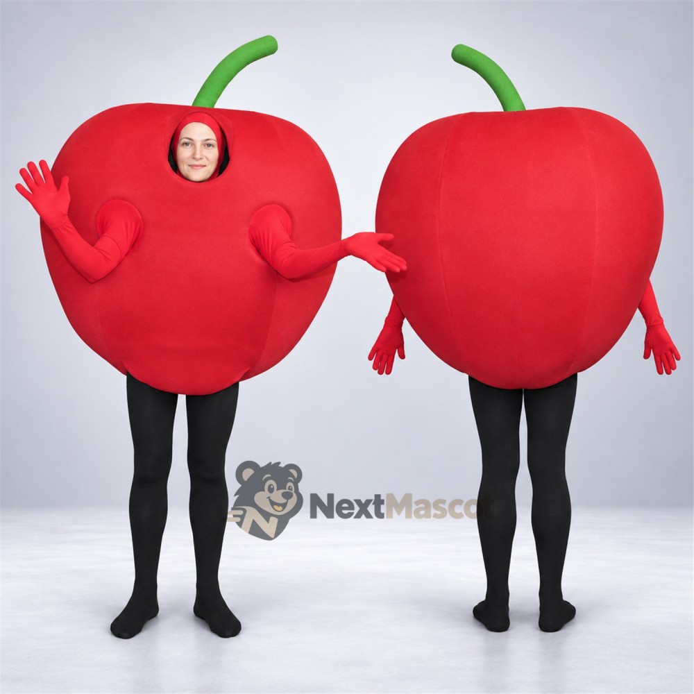 Apple Mascot Costume - Red, Open Face for Food Festivals