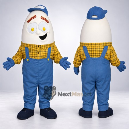 Egg Mascot Costume - Blue Overalls Egg Mascot Costume - Blue Overalls