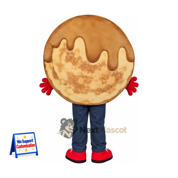 Cookie Mascot Costume - Round, Chocolate Topping and Red Shoes Cookie Mascot Costume - Round, Chocolate Topping and Red Shoes
