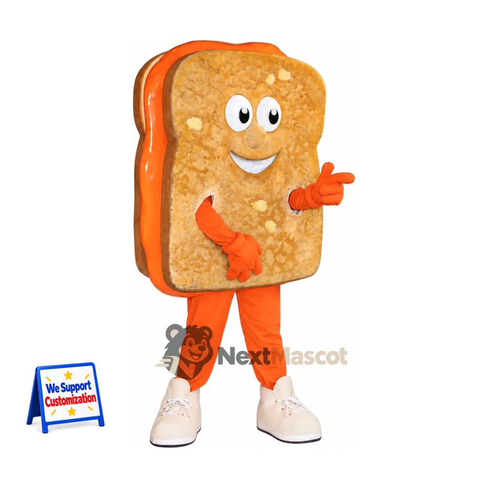 Grilled Cheese Sandwich Mascot Costume - Orange Legs