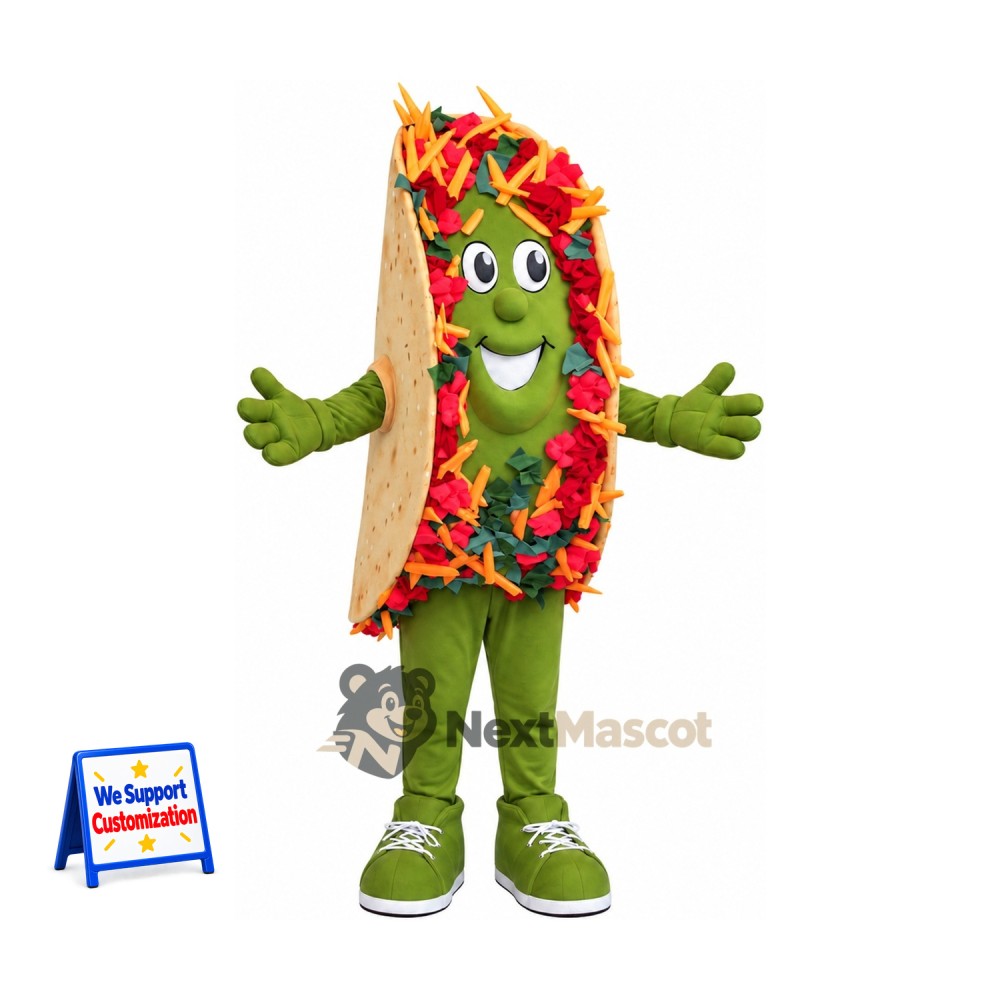 Taco Mascot Costume - Green Arms and Legs for Food Festivals Taco Mascot Costume - Green Arms and Legs for Food Festivals