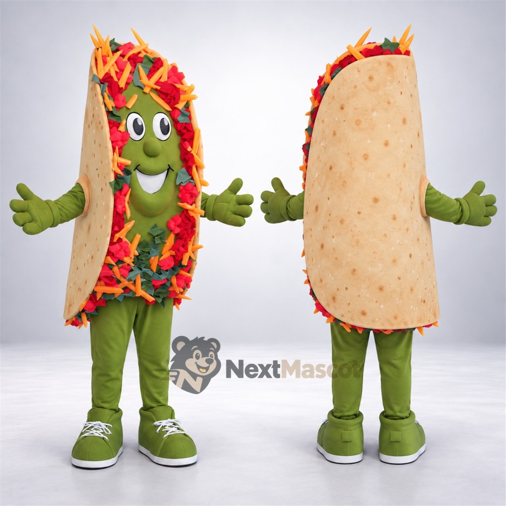 Taco Mascot Costume - Green Arms and Legs for Food Festivals Taco Mascot Costume - Green Arms and Legs for Food Festivals