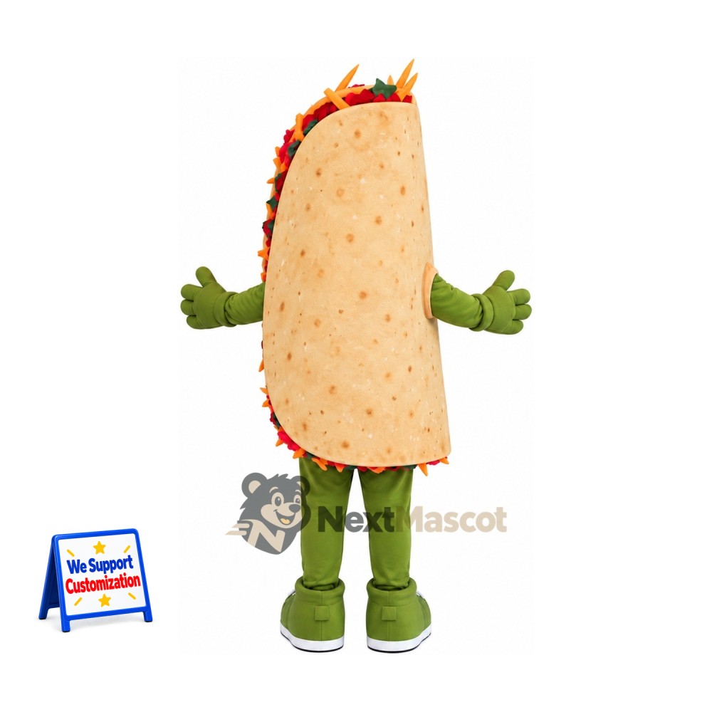 Taco Mascot Costume - Green Arms and Legs for Food Festivals Taco Mascot Costume - Green Arms and Legs for Food Festivals