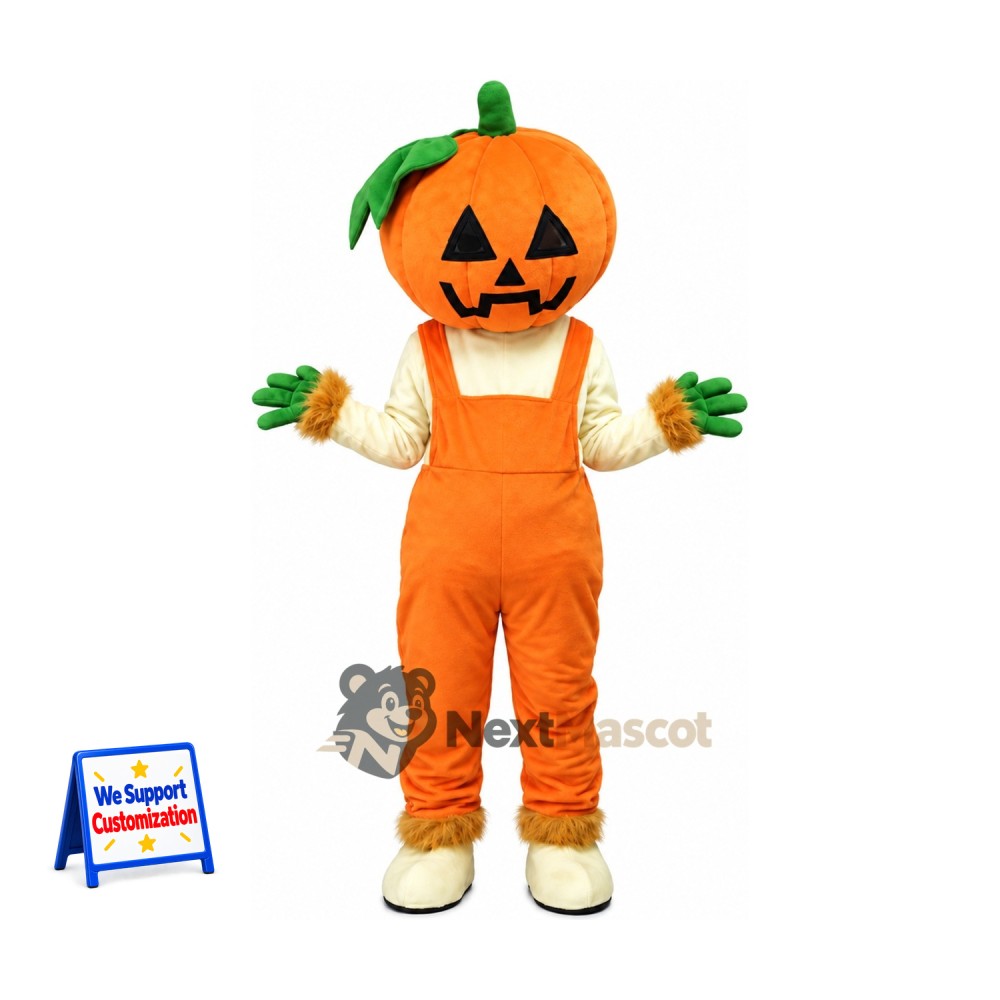 Pumpkin Mascot Costume - Orange Overalls for Food Festivals Pumpkin Mascot Costume - Orange Overalls for Food Festivals