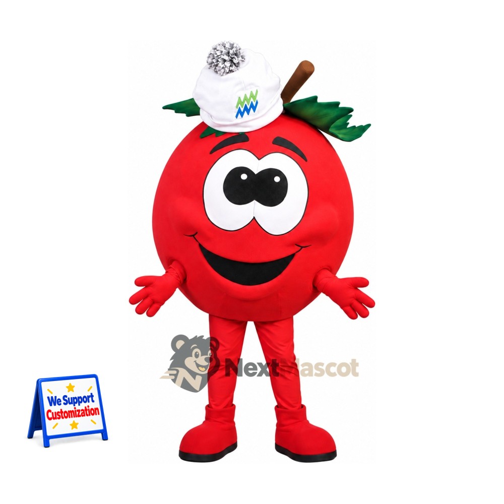 Apple Mascot Costume - Red, White Cap for Food Festivals