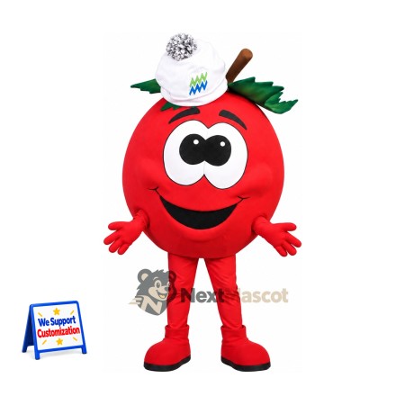 Apple Mascot Costume - Red, White Cap for Food Festivals