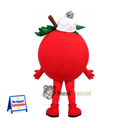 Apple Mascot Costume - Red, White Cap for Food Festivals