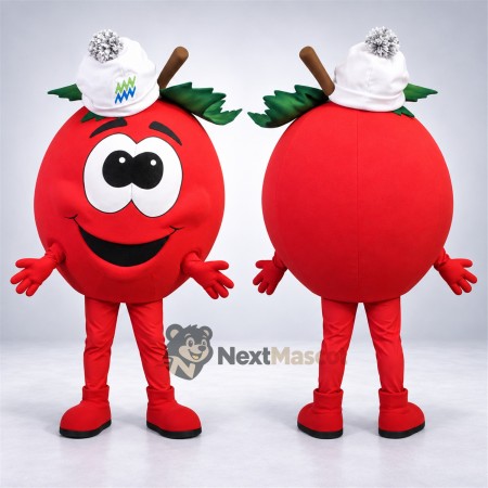 Apple Mascot Costume - Red, White Cap for Food Festivals