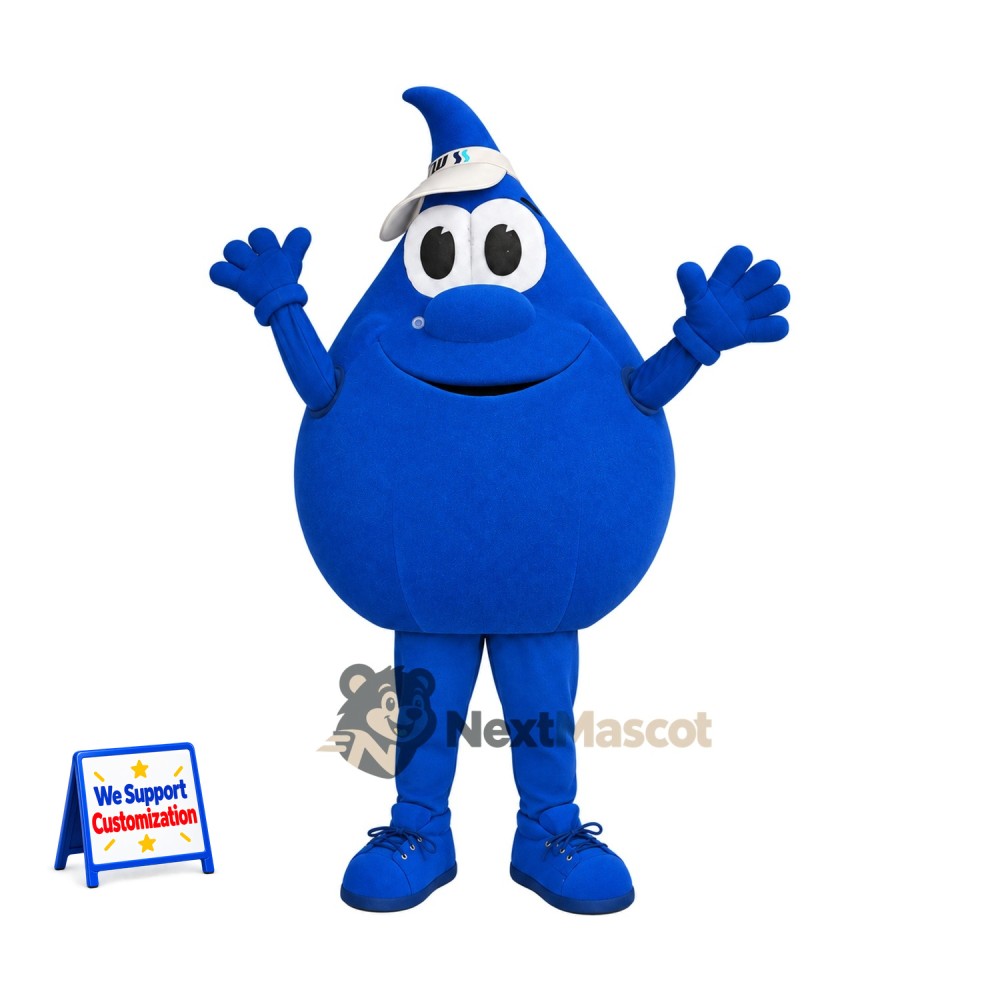 Water Drop Mascot Costume - Blue, Hat Water Drop Mascot Costume - Blue, Hat