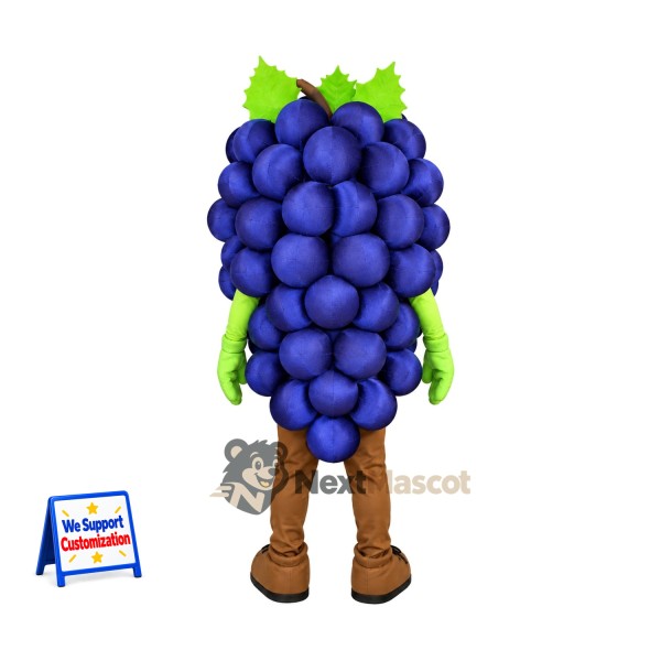 Grapes Mascot Costume - Purple, Green Gloves and Brown Legs Grapes Mascot Costume - Purple, Green Gloves and Brown Legs