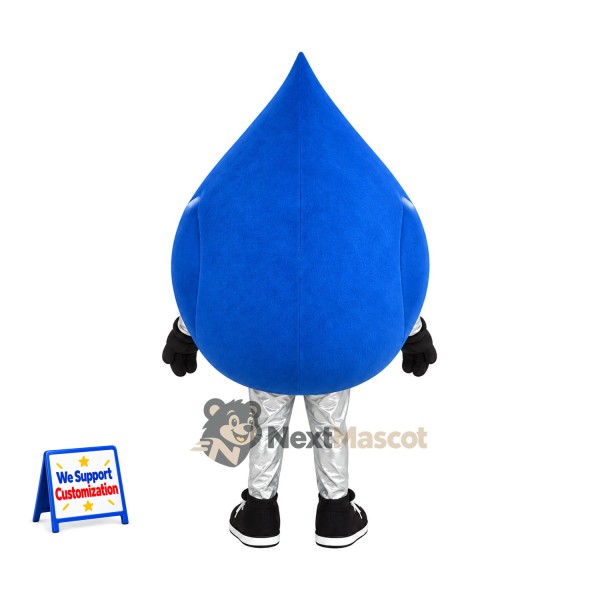 Water Drop Mascot Costume - Blue, White Pants and Black Sneakers for Parades Water Drop Mascot Costume - Blue, White Pants and Black Sneakers for Parades