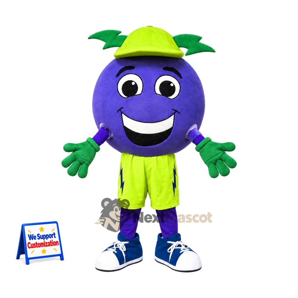 Blueberry Mascot Costume - Green Cap Blueberry Mascot Costume - Green Cap