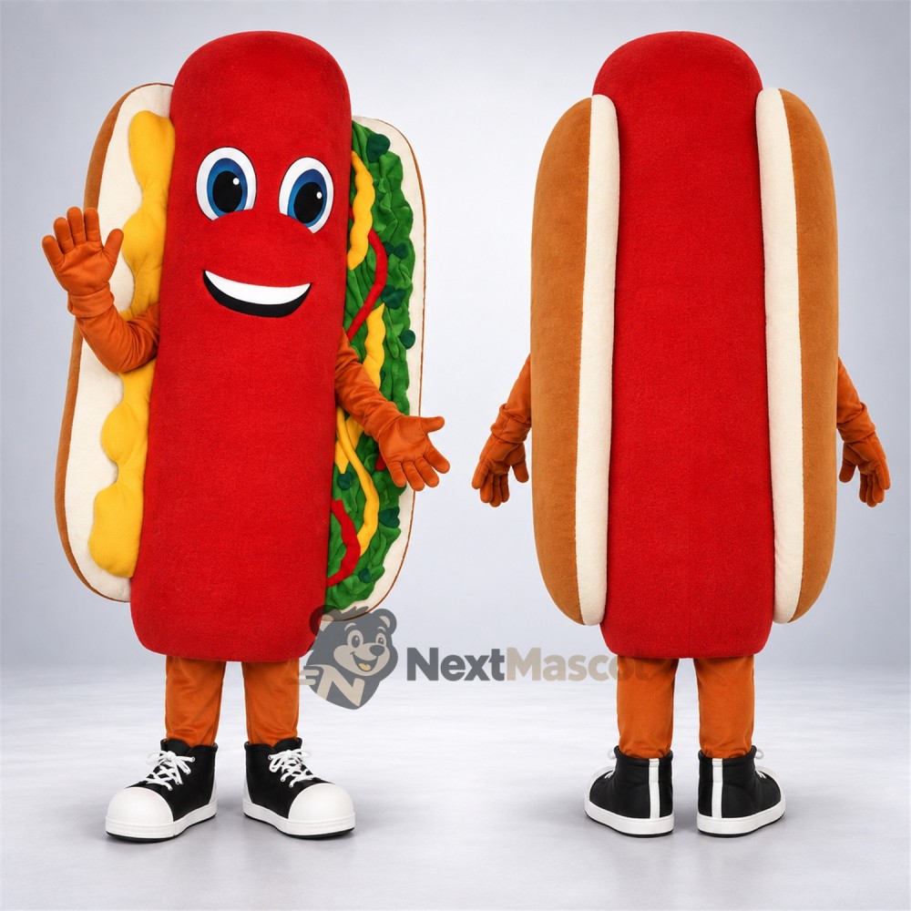 Hot Dog Mascot Costume - Relish and Black Shoes Hot Dog Mascot Costume - Relish and Black Shoes