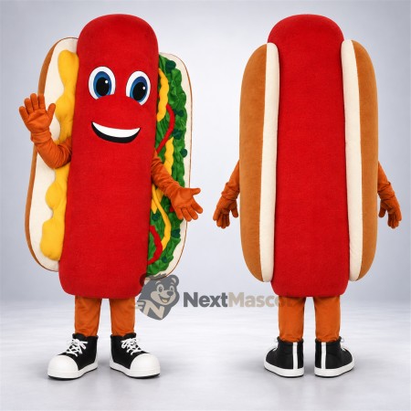 Hot Dog Mascot Costume - Relish and Black Shoes Hot Dog Mascot Costume - Relish and Black Shoes