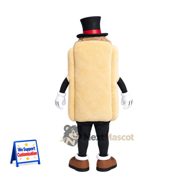 Hot Dog Mascot Costume - Black Top Hat and Striped Tie Hot Dog Mascot Costume - Black Top Hat and Striped Tie