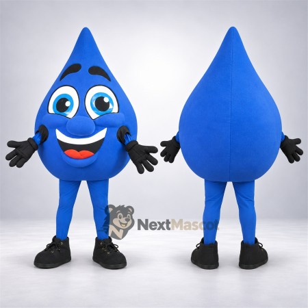 Water Drop Mascot Costume - Blue, Black Gloves Water Drop Mascot Costume - Blue, Black Gloves