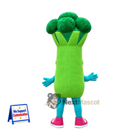 Broccoli Mascot Costume - Blue Gloves and Pink Sneakers Broccoli Mascot Costume - Blue Gloves and Pink Sneakers