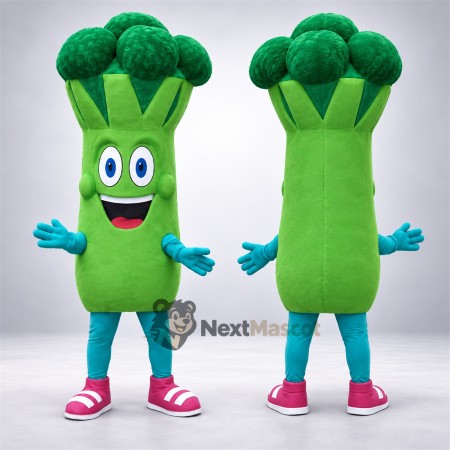Broccoli Mascot Costume - Blue Gloves and Pink Sneakers Broccoli Mascot Costume - Blue Gloves and Pink Sneakers