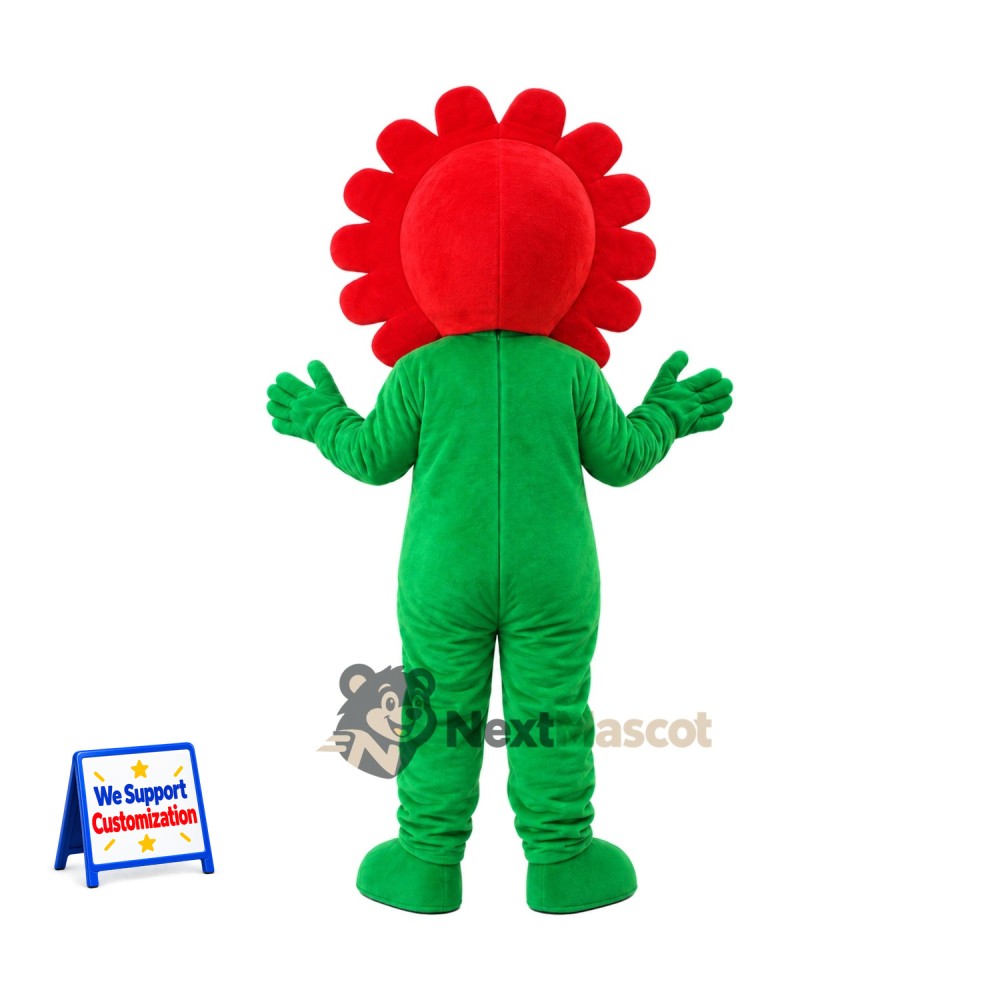 Flower Mascot Costume - Red, Yellow Face and Green Body Flower Mascot Costume - Red, Yellow Face and Green Body