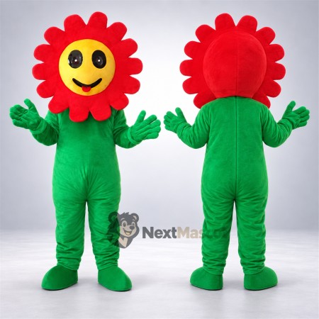 Flower Mascot Costume - Red, Yellow Face and Green Body Flower Mascot Costume - Red, Yellow Face and Green Body
