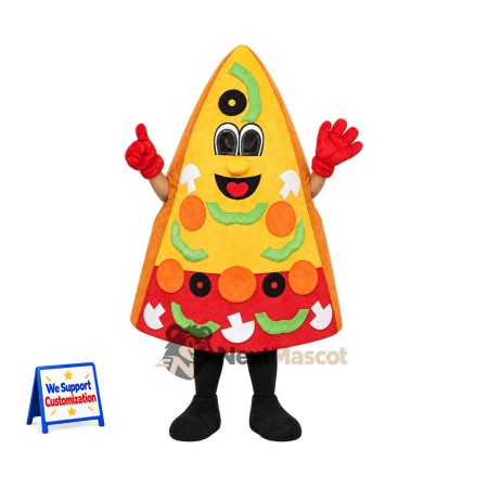 Pizza Slice Mascot Costume - Red Gloves and Black Legs Pizza Slice Mascot Costume - Red Gloves and Black Legs