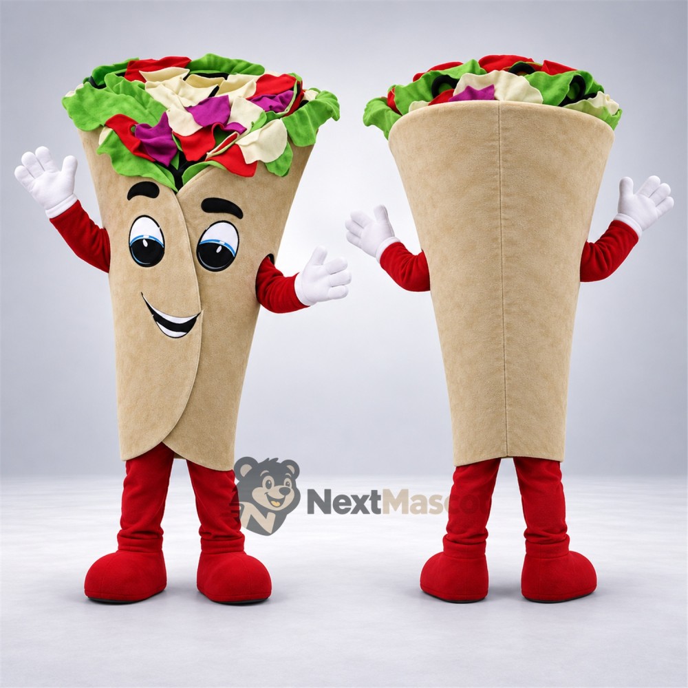 Salad Wrap Mascot Costume - Red Gloves and Boots