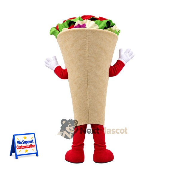 Salad Wrap Mascot Costume - Red Gloves and Boots Salad Wrap Mascot Costume - Red Gloves and Boots