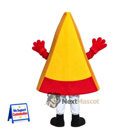 Pizza Slice Mascot Costume - Red Gloves and White Legs for Food Festivals Pizza Slice Mascot Costume - Red Gloves and White Legs for Food Festivals