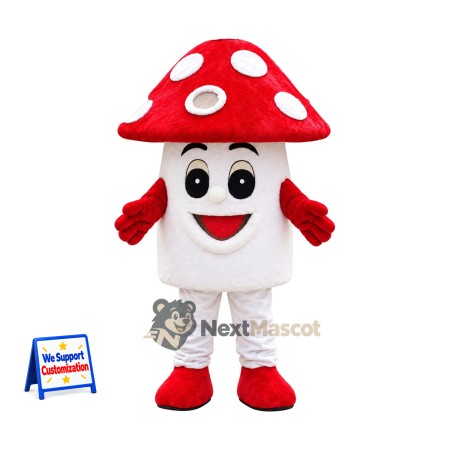 Mushroom Mascot Costume - Red, White Spots and Red Gloves Mushroom Mascot Costume - Red, White Spots and Red Gloves
