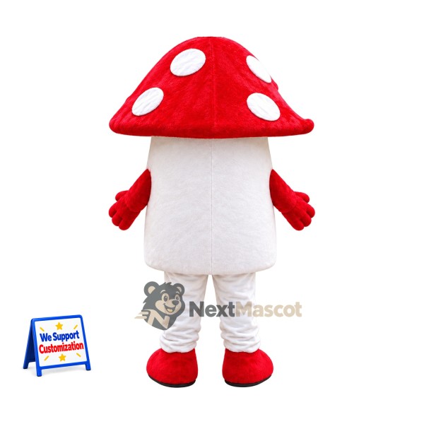 Mushroom Mascot Costume - Red, White Spots and Red Gloves Mushroom Mascot Costume - Red, White Spots and Red Gloves