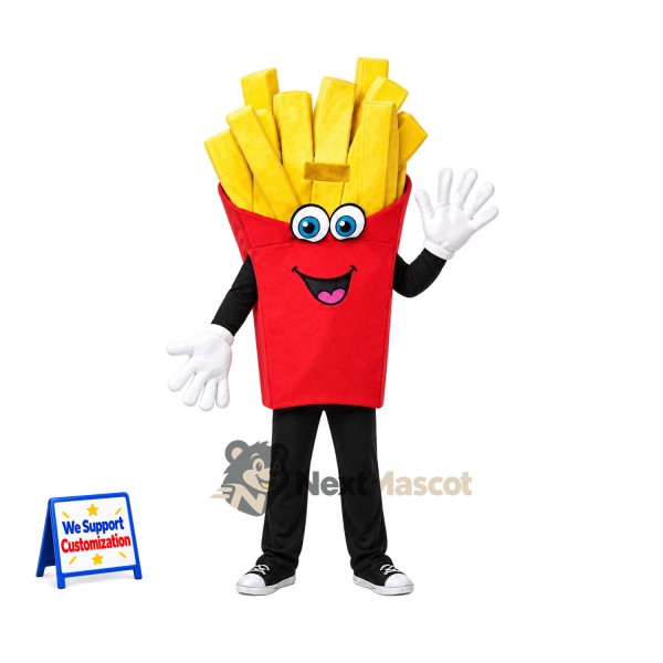 French Fries Mascot Costume - Red Carton, Big Blue Eyes