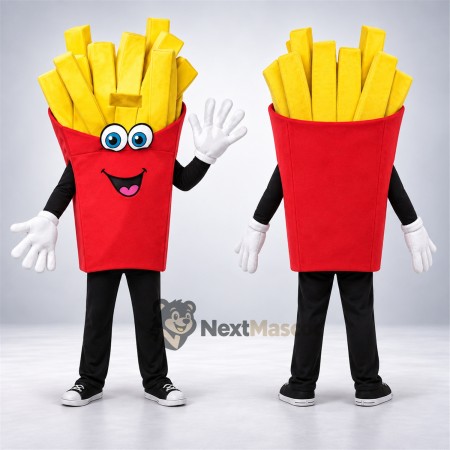 French Fries Mascot Costume - Red Carton, Big Blue Eyes French Fries Mascot Costume - Red Carton, Big Blue Eyes