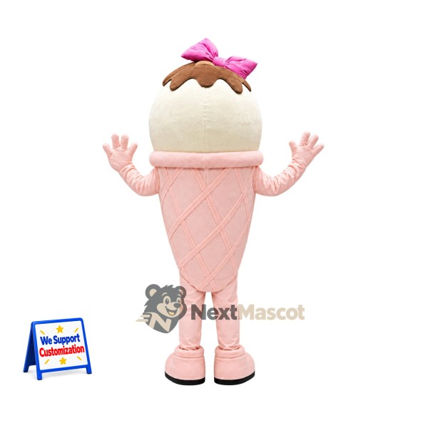 Yogurt Character Mascot Costume - Pink, Pink Bow