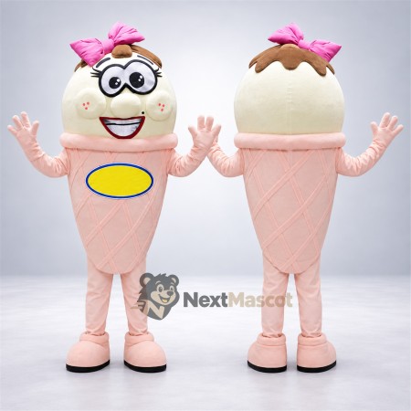 Yogurt Character Mascot Costume - Pink, Pink Bow