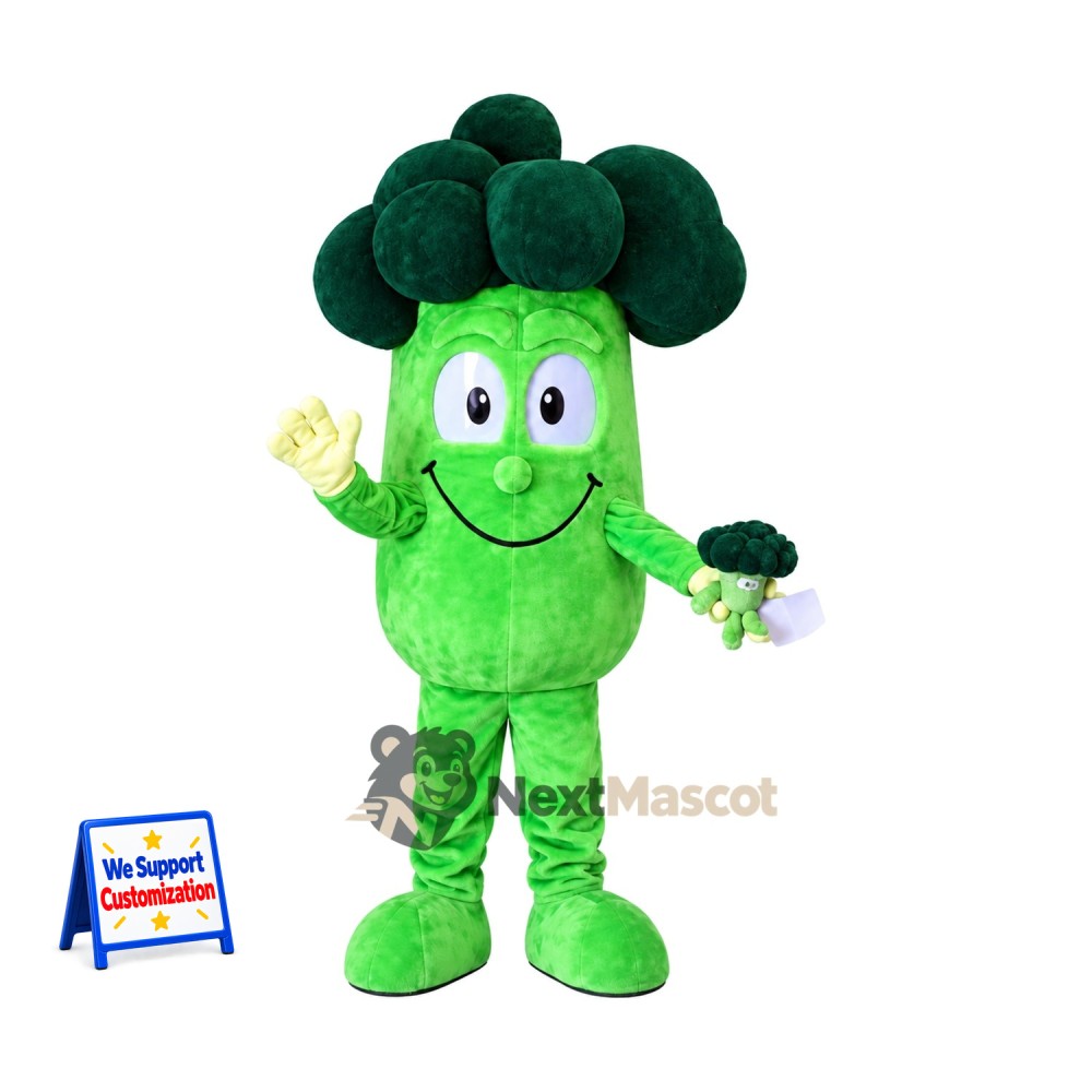 Broccoli Mascot Costume - Yellow Gloves Broccoli Mascot Costume - Yellow Gloves