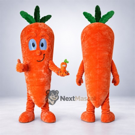Carrot Mascot Costume - Blue Eyes and Green Leaves Carrot Mascot Costume - Blue Eyes and Green Leaves