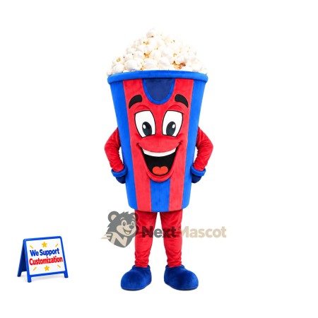 Popcorn Mascot Costume - Red and Blue Striped Carton Popcorn Mascot Costume - Red and Blue Striped Carton