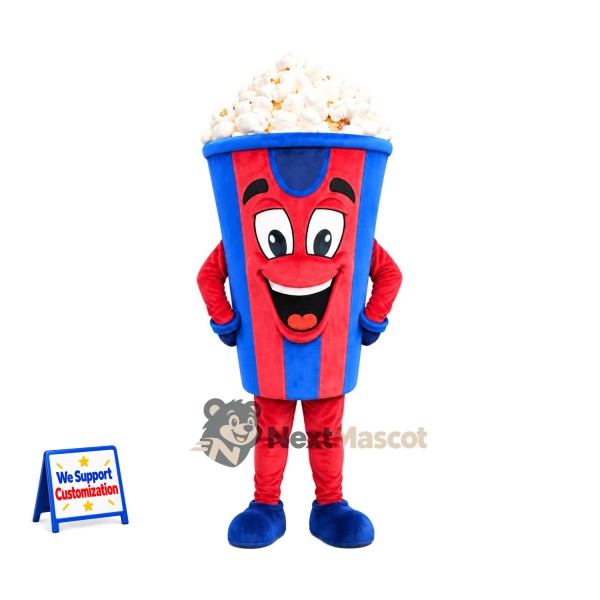 Popcorn Mascot Costume - Red and Blue Striped Carton