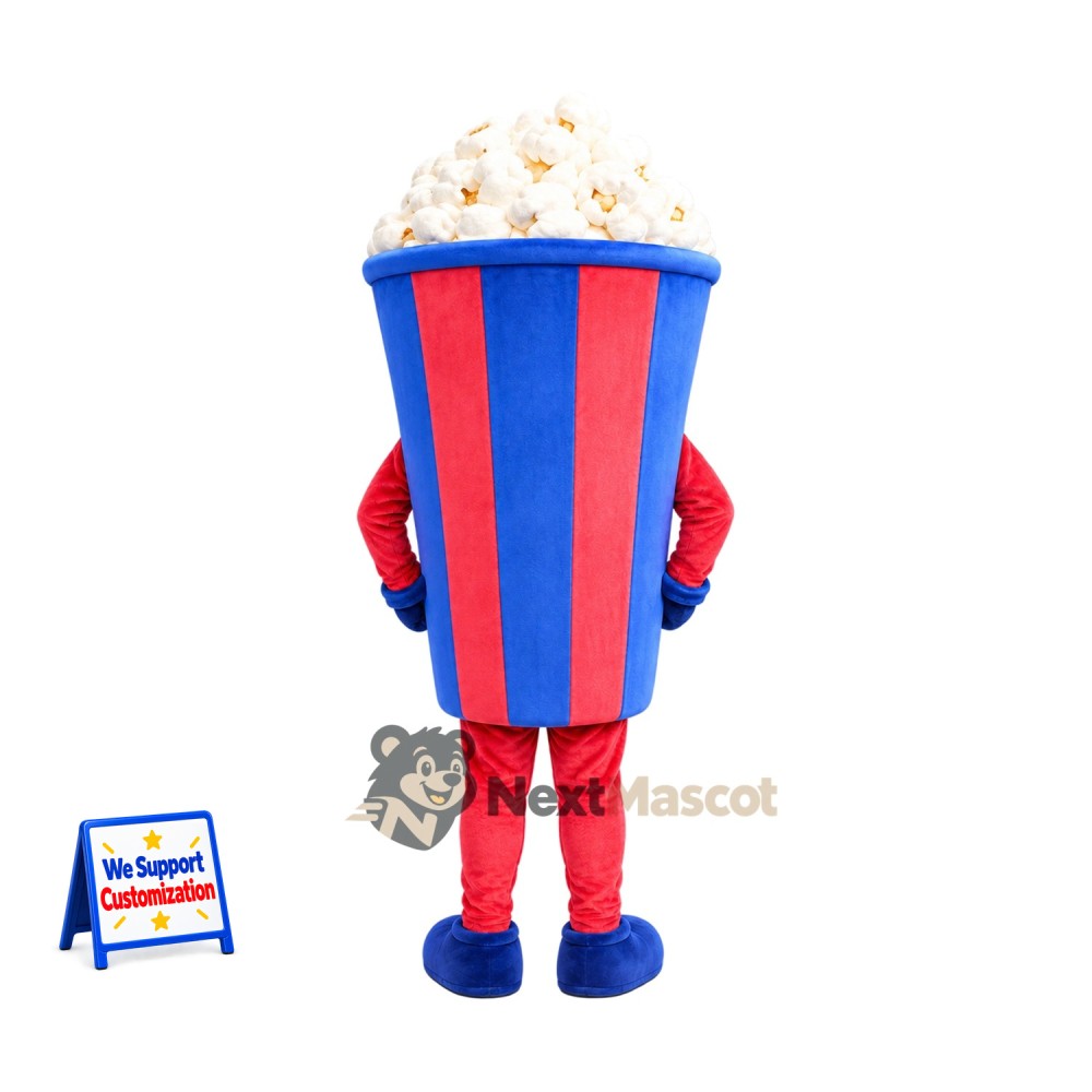 Popcorn Mascot Costume - Red and Blue Striped Carton Popcorn Mascot Costume - Red and Blue Striped Carton
